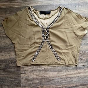 Taupe beaded crop top